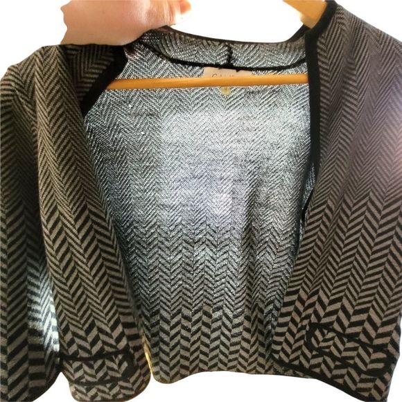 Calvin Klein Merino Wool Hounds tooth Open Sweater with Pockets - Picture 7 of 13